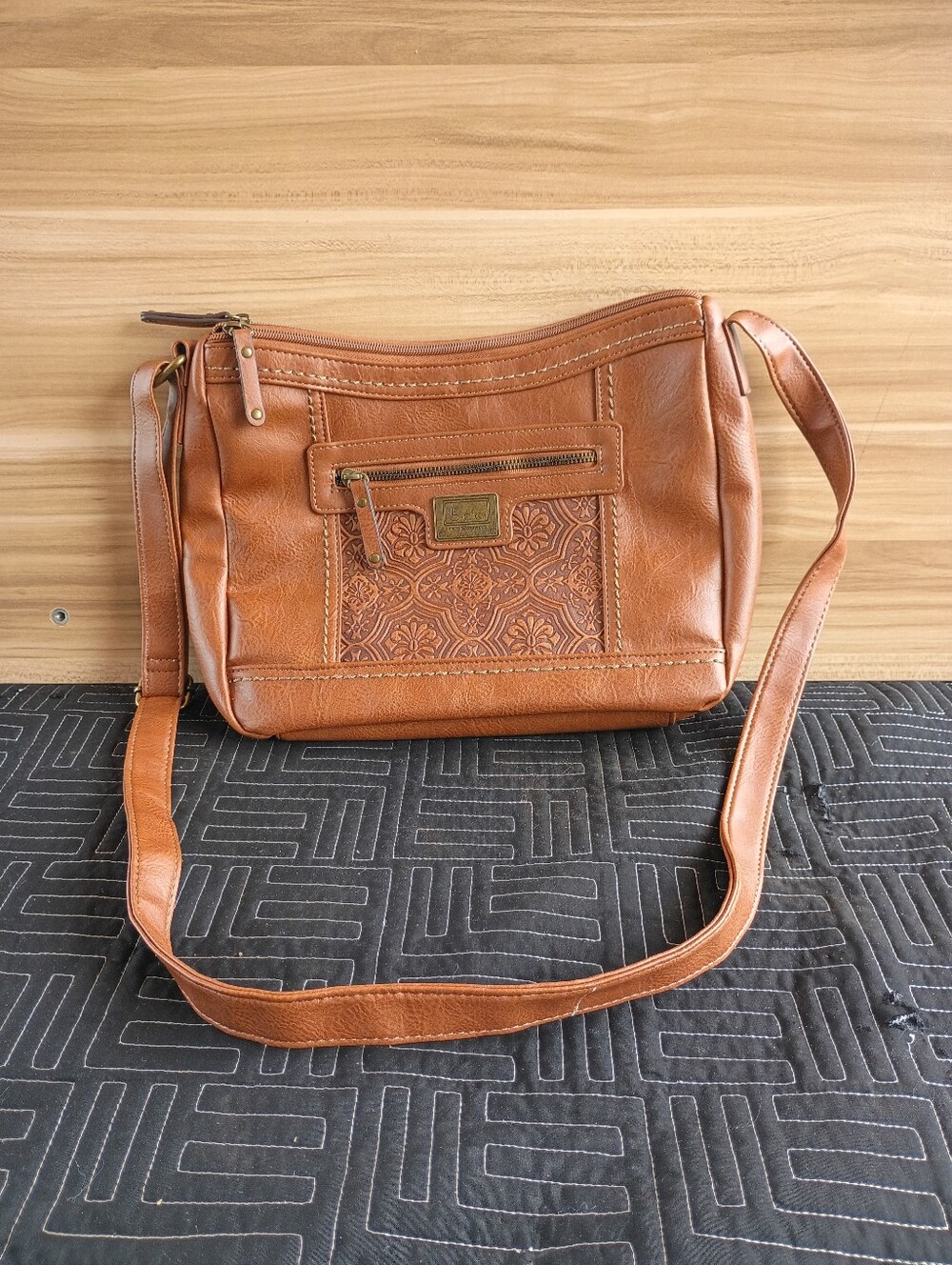 B.o.c. (Born Concept) Embossed Floral Brown Crossbody Bag
